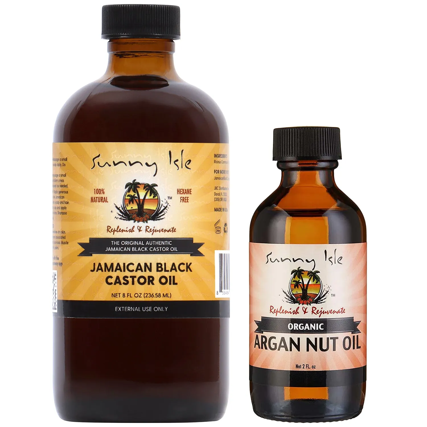 Sunny Isle Jamaican Black Castor Oil and Organic Argan Oil Bundle