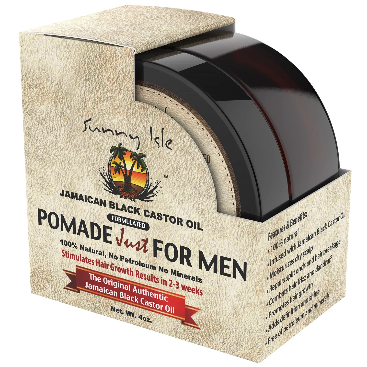 Sunny Isle JBCO Beard Oil, Pomade and 2-N-1 Hair & Beard Wash 3-Piece Bundle