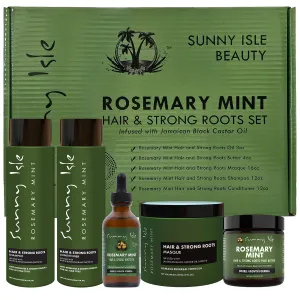 Sunny Isle Rosemary Mint Hair and Strong Roots 5-Piece Boxed Bundled Gift Set